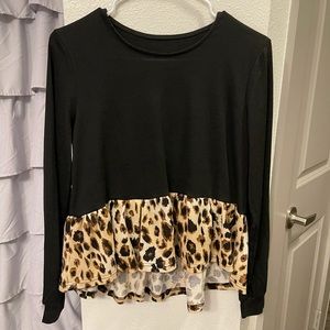 Shein black and leopard top